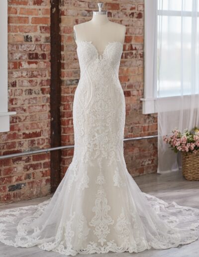 Lace fitted plus size wedding dress