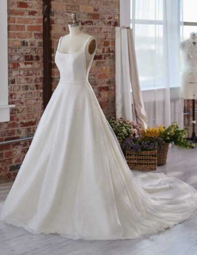 square neck glitter wedding dress