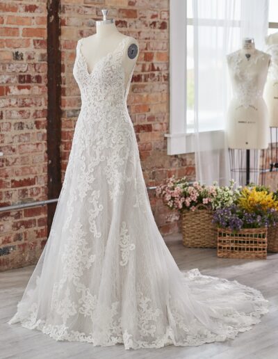 lace a-line wedding dress with straps