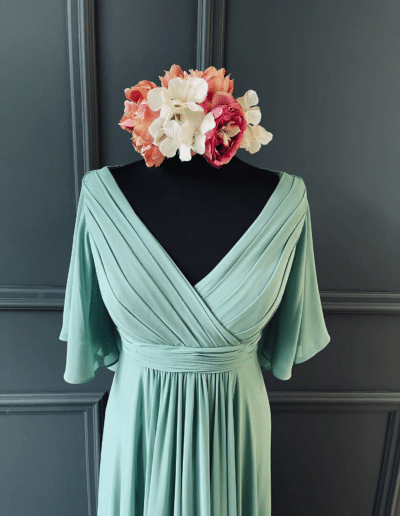 sage green bridesmaid dress with sleeve
