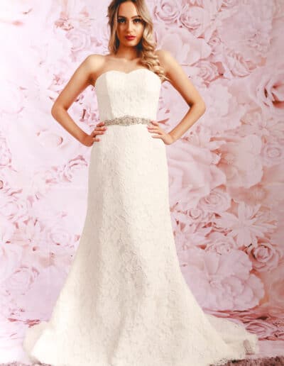 Victoria Kay lace Wedding Dress with crystal belt