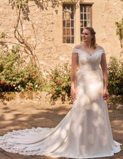 wedding dress with gorgeous long lace train