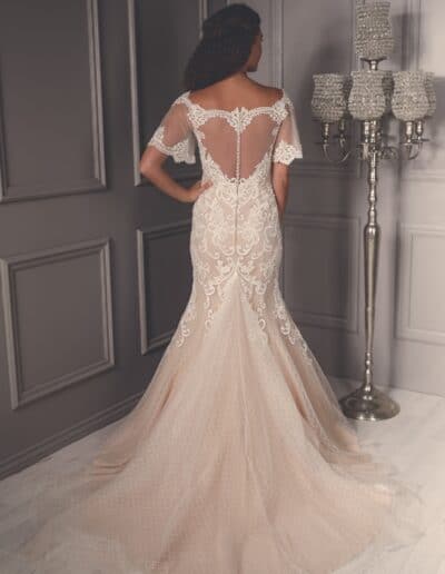 illusion back fitted lace wedding dress