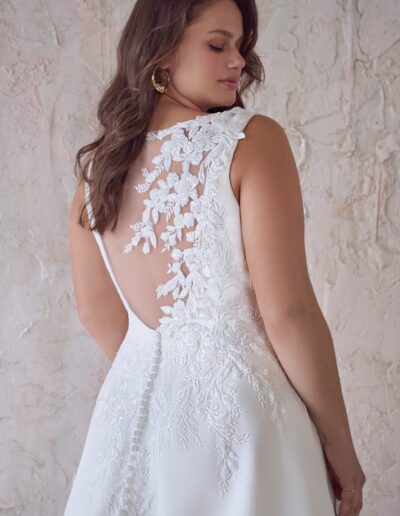 satin lace back ballgown plus size wedding dress