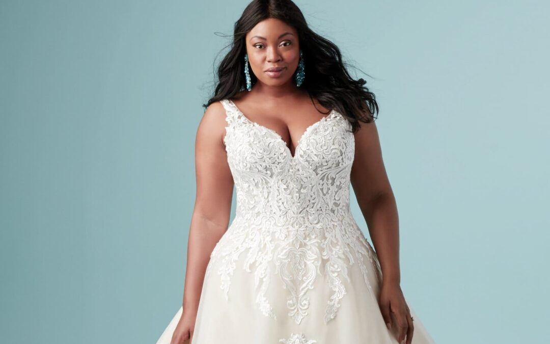 Plus size lace ballgown wedding dress